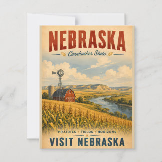 Vintage Nebraska Travel Poster with Golden Prairie Card