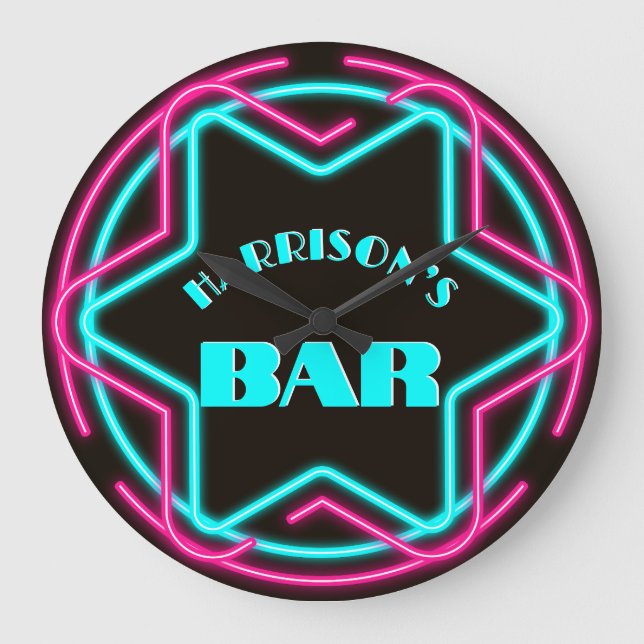 Vintage Neon Bar Wall Clock (Front)