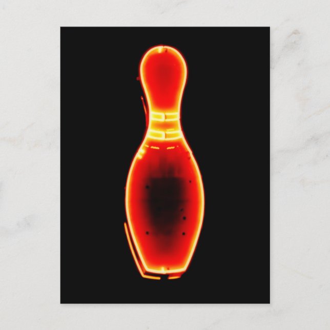Vintage Neon Bowling Pin Postcard (Front)