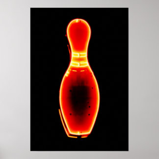 Vintage Neon Bowling Pin Poster