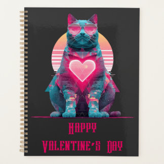 Vintage Neon Cat Valentine`s Day  Planner