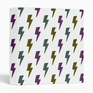 Vintage Neon Lightning Bolt Pattern Binder