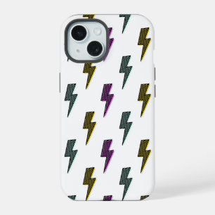 Vintage Neon Lightning Bolt Pattern iPhone 15 Case