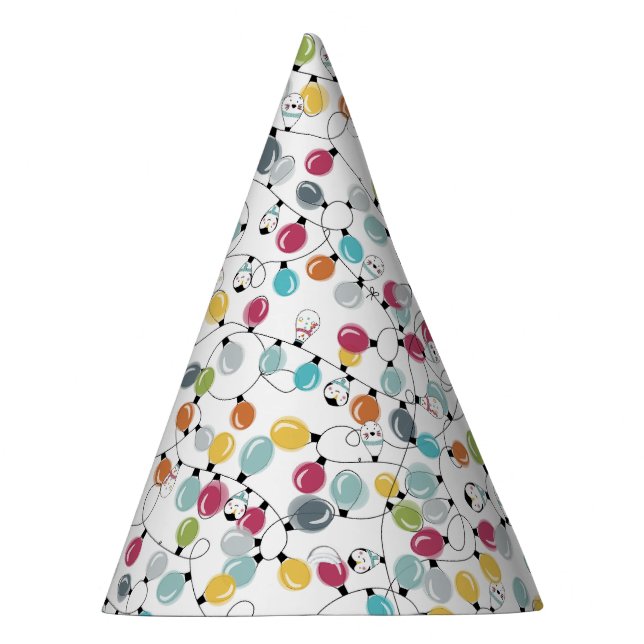 Vintage Neon Penguin Christmas Balloons Party Hat (Right)