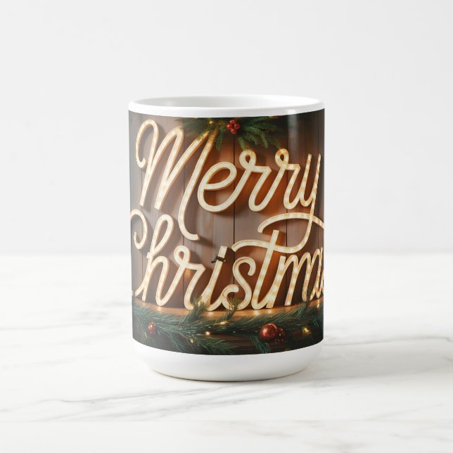 Vintage Neon Sign Spelling "Merry Christmas" Coffee Mug (Center)