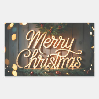 Vintage Neon Sign Spelling "Merry Christmas" Sticker