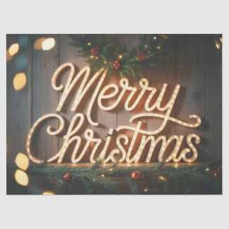 Vintage Neon Sign Spelling "Merry Christmas" Tissue Paper
