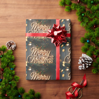 Vintage Neon Sign Spelling "Merry Christmas" Wrapping Paper