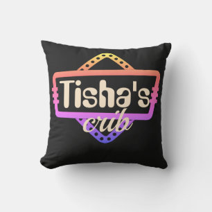Vintage neon style sign retro customisable throw pillow