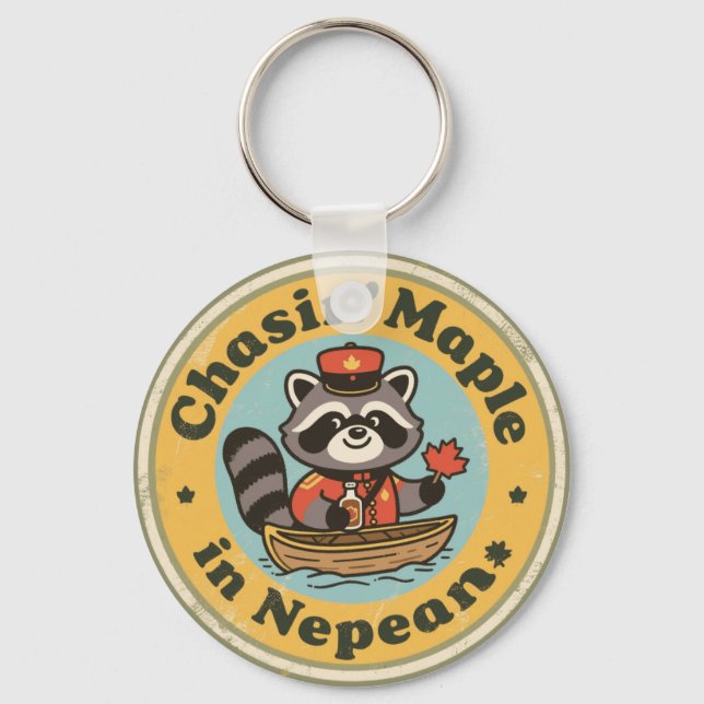 Vintage Nepean Ontario Raccoon Gift Keychain (Front)