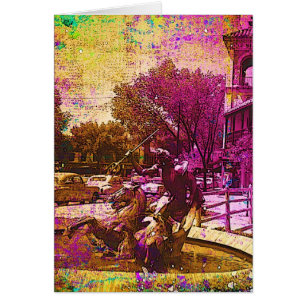 Vintage Neptune Fountain Colourful Grunge