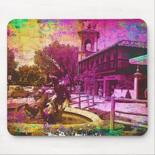 Vintage Neptune Fountain Colourful Grunge Mouse Pad