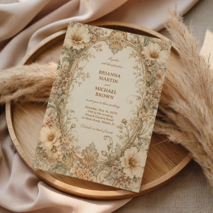 Vintage Neutral Botanical Elegant Floral Invitation