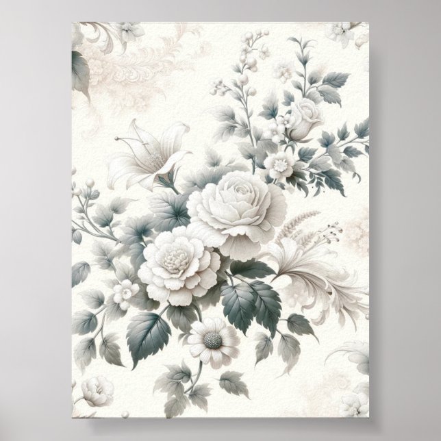 Vintage Neutral Floral Pattern Sublimation Poster (Front)