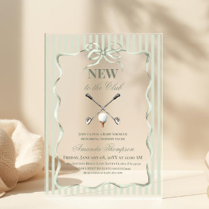 Vintage Neutral New to the Club Golf Baby Shower Acrylic Invitations