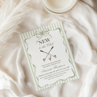 Vintage Neutral New to the Club Golf Baby Shower Invitation