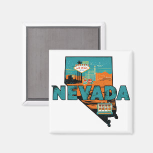 Vintage Nevada State Map USA Travel Magnet