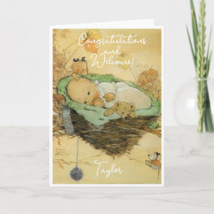 Vintage New Baby Congratulations Flat Card