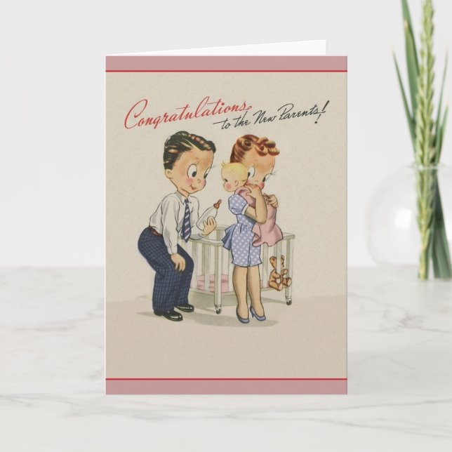Vintage New Baby Congratulations Greeting Card (Front)