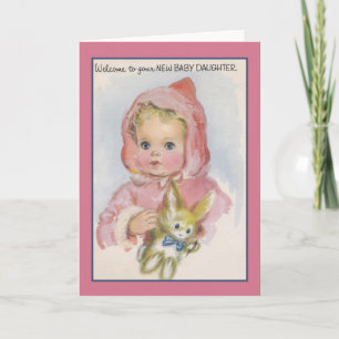 Vintage New Baby Daughter Greeting Card