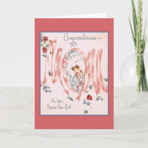 Vintage New Baby Girl Greeting Card