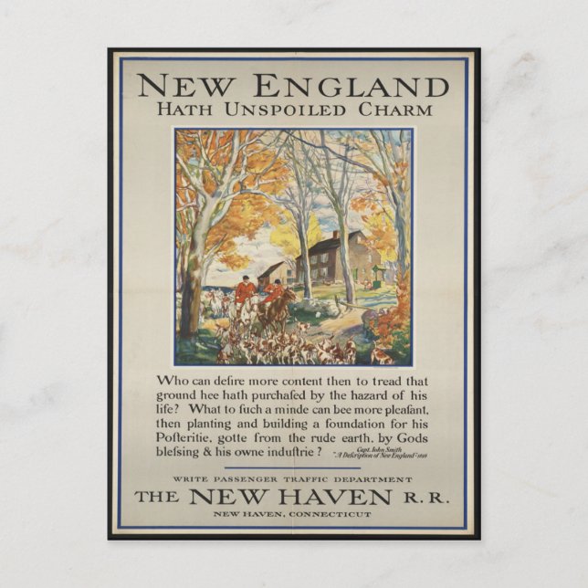 Vintage New England Travel Postcard (Front)