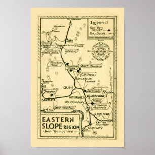 Vintage New Hampshire Ski Map Print