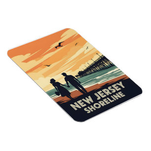 Vintage New Jersey Shoreline Sunset Magnet