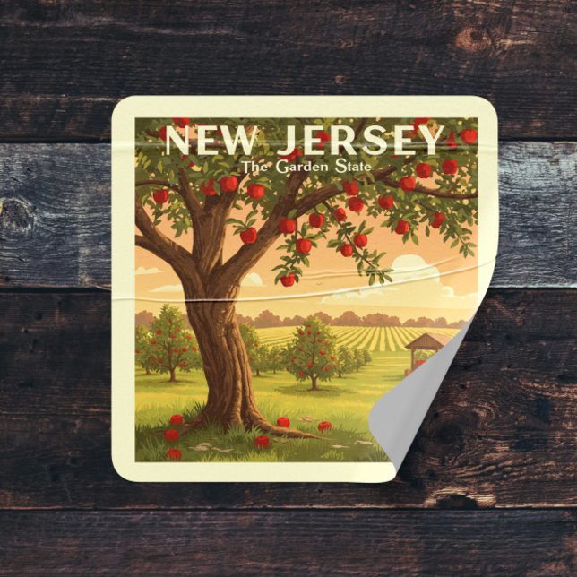 Vintage New Jersey Square Sticker (Creator Uploaded)