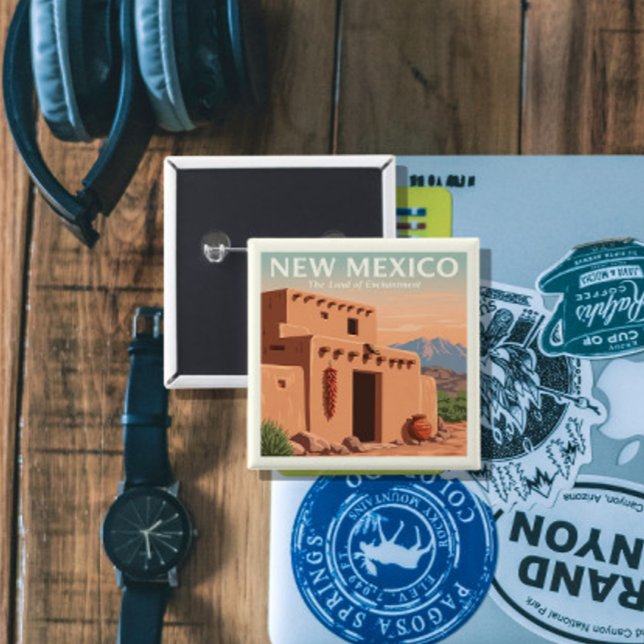 Vintage New Mexico 2 Inch Square Button (Creator Uploaded)