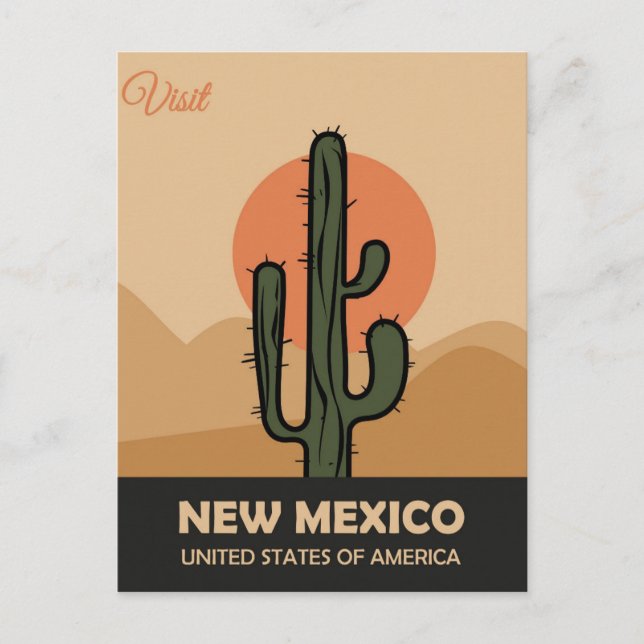 Vintage New Mexico Desert Cactus Travel Postcard (Front)