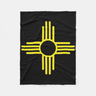 Vintage New Mexico Flag Zia Sun Retro Distressed  Fleece Blanket