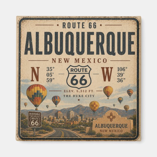 Vintage New Mexico Highway Keepsake Magnet (Front)