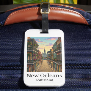 Vintage New Orleans Louisiana French Quarter Luggage Tag
