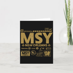 Vintage New Orleans Msy Airrt Code Travel Day Retr Card