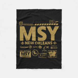 Vintage New Orleans Msy Airrt Code Travel Day Retr Fleece Blanket