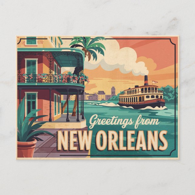 Vintage New Orleans Postcard | Greetings from (Front)
