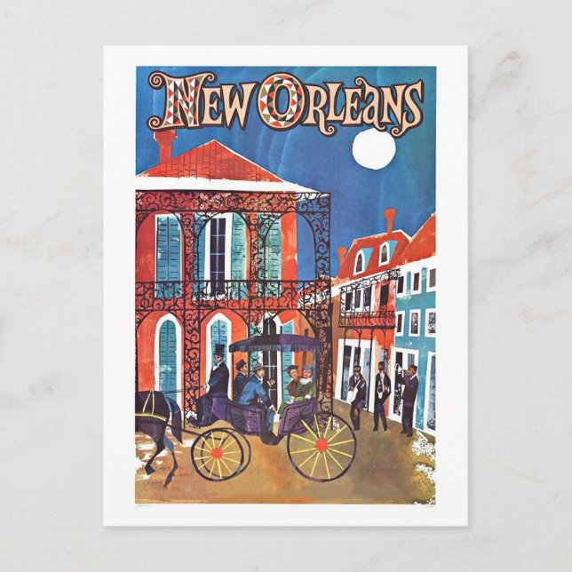 Vintage New Orleans Travel Poster Postcard (Front)