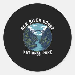 Vintage new river gorge national park bridge classic round sticker