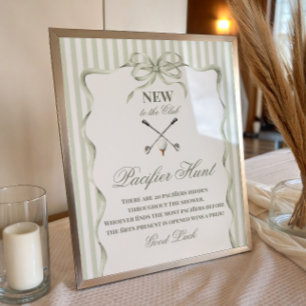 Vintage New to the Club Golf Baby Shower Pacifier Poster