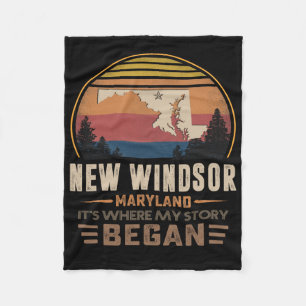 Vintage New Windsor Maryland Hometown My Story Beg Fleece Blanket