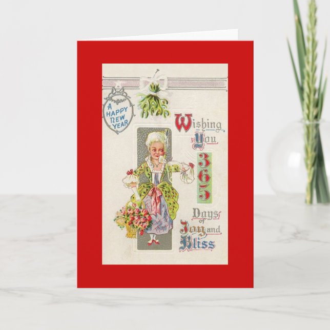 Vintage New Year Greeting Holiday Card (Front)