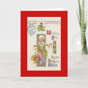 Vintage New Year Greeting Holiday Card