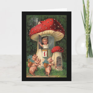 Vintage New Year Greeting Holiday Card