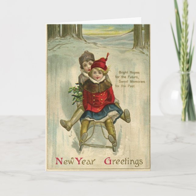 Vintage - New Year Greetings, Card (Front)