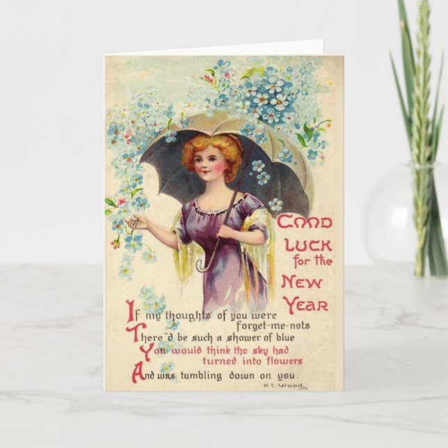 Vintage New Year Holiday Card (Front)
