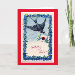 Vintage New Year Wishes Holiday Card