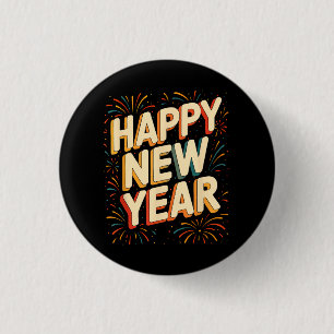 Vintage New Years Eve Party Countdown Happy New Ye 1 Inch Round Button