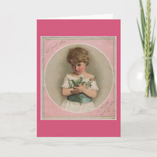 Vintage New Year's Girl Holiday Card