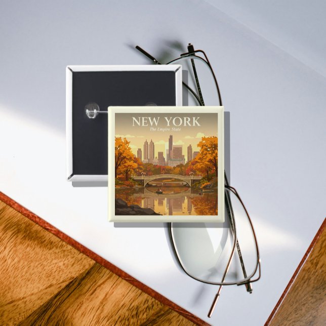 Vintage New York 2 Inch Square Button (Creator Uploaded)